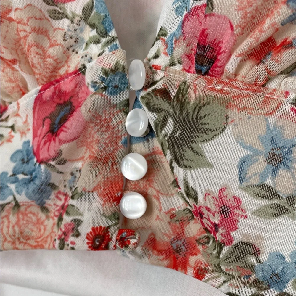 Floral Blouse with Long Sleeves S - Picture 4 of 5